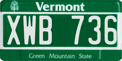 VT license plate XWB736