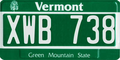 VT license plate XWB738
