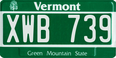 VT license plate XWB739