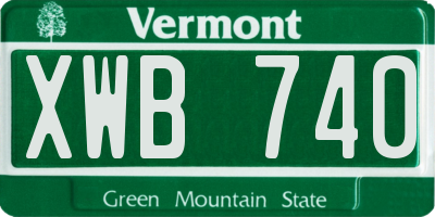 VT license plate XWB740
