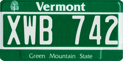 VT license plate XWB742