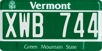 VT license plate XWB744