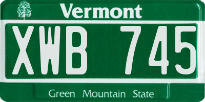 VT license plate XWB745