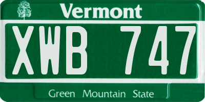 VT license plate XWB747