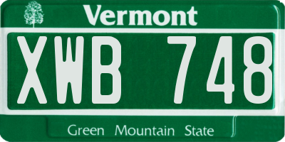 VT license plate XWB748
