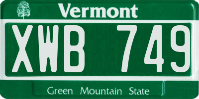 VT license plate XWB749