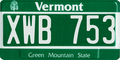 VT license plate XWB753