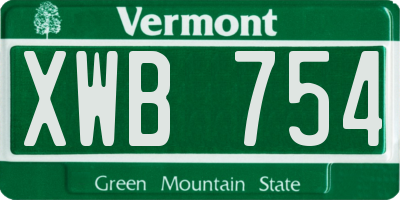 VT license plate XWB754