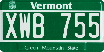 VT license plate XWB755