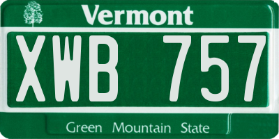 VT license plate XWB757