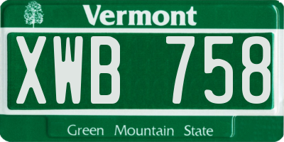 VT license plate XWB758