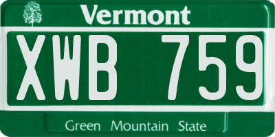 VT license plate XWB759