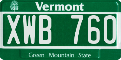 VT license plate XWB760