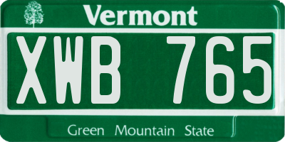 VT license plate XWB765