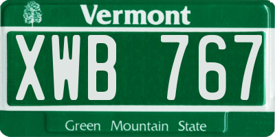VT license plate XWB767