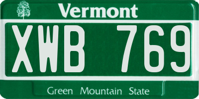VT license plate XWB769