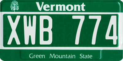 VT license plate XWB774