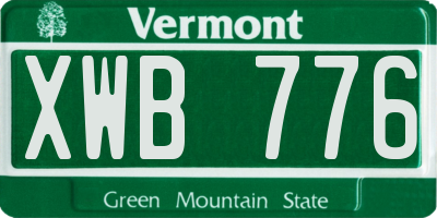VT license plate XWB776