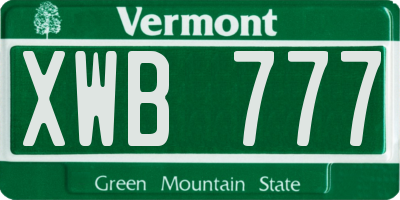 VT license plate XWB777
