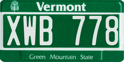 VT license plate XWB778