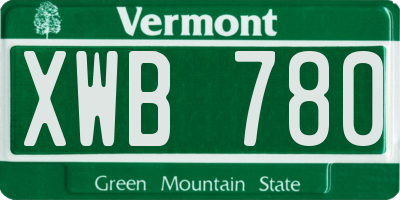 VT license plate XWB780