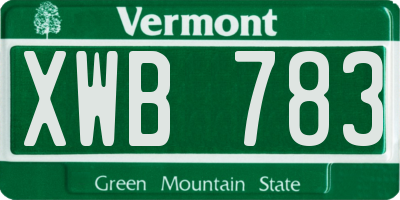VT license plate XWB783