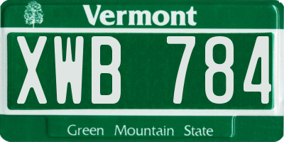VT license plate XWB784