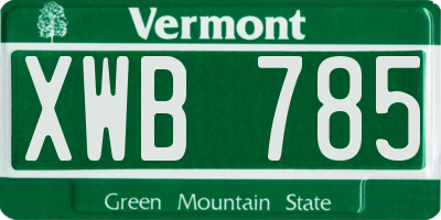 VT license plate XWB785