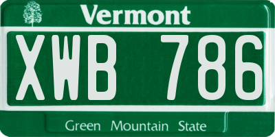VT license plate XWB786