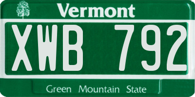 VT license plate XWB792
