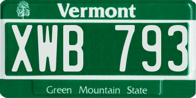 VT license plate XWB793