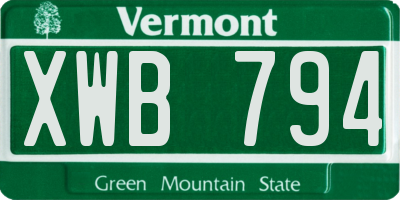 VT license plate XWB794