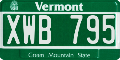 VT license plate XWB795