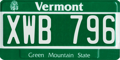 VT license plate XWB796