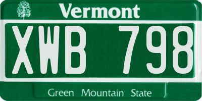 VT license plate XWB798