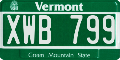 VT license plate XWB799