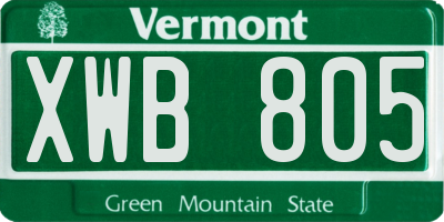 VT license plate XWB805