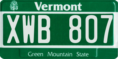 VT license plate XWB807