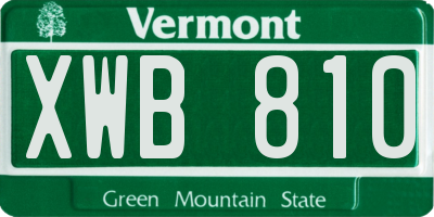 VT license plate XWB810