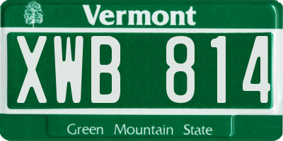 VT license plate XWB814