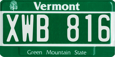 VT license plate XWB816