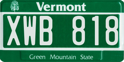 VT license plate XWB818