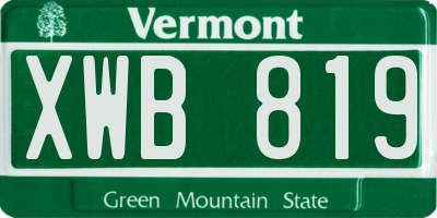 VT license plate XWB819
