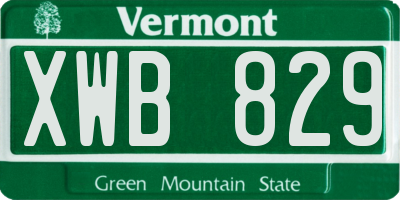 VT license plate XWB829