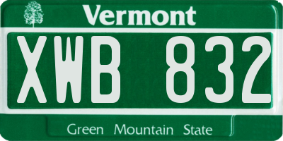 VT license plate XWB832