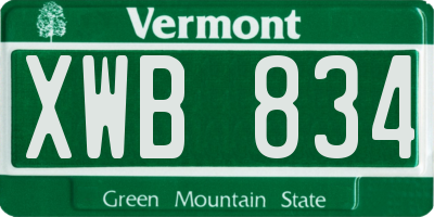 VT license plate XWB834