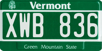 VT license plate XWB836