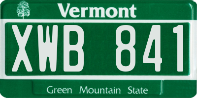 VT license plate XWB841