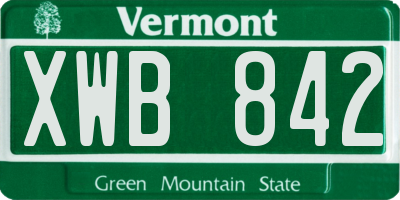 VT license plate XWB842