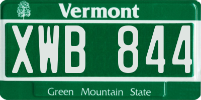 VT license plate XWB844